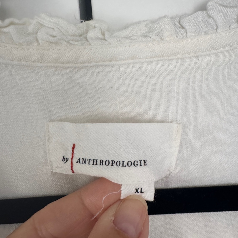 Anthropologie Cream Ruffled V-Neck maxi dress/ coverup - Picture 3 of 6